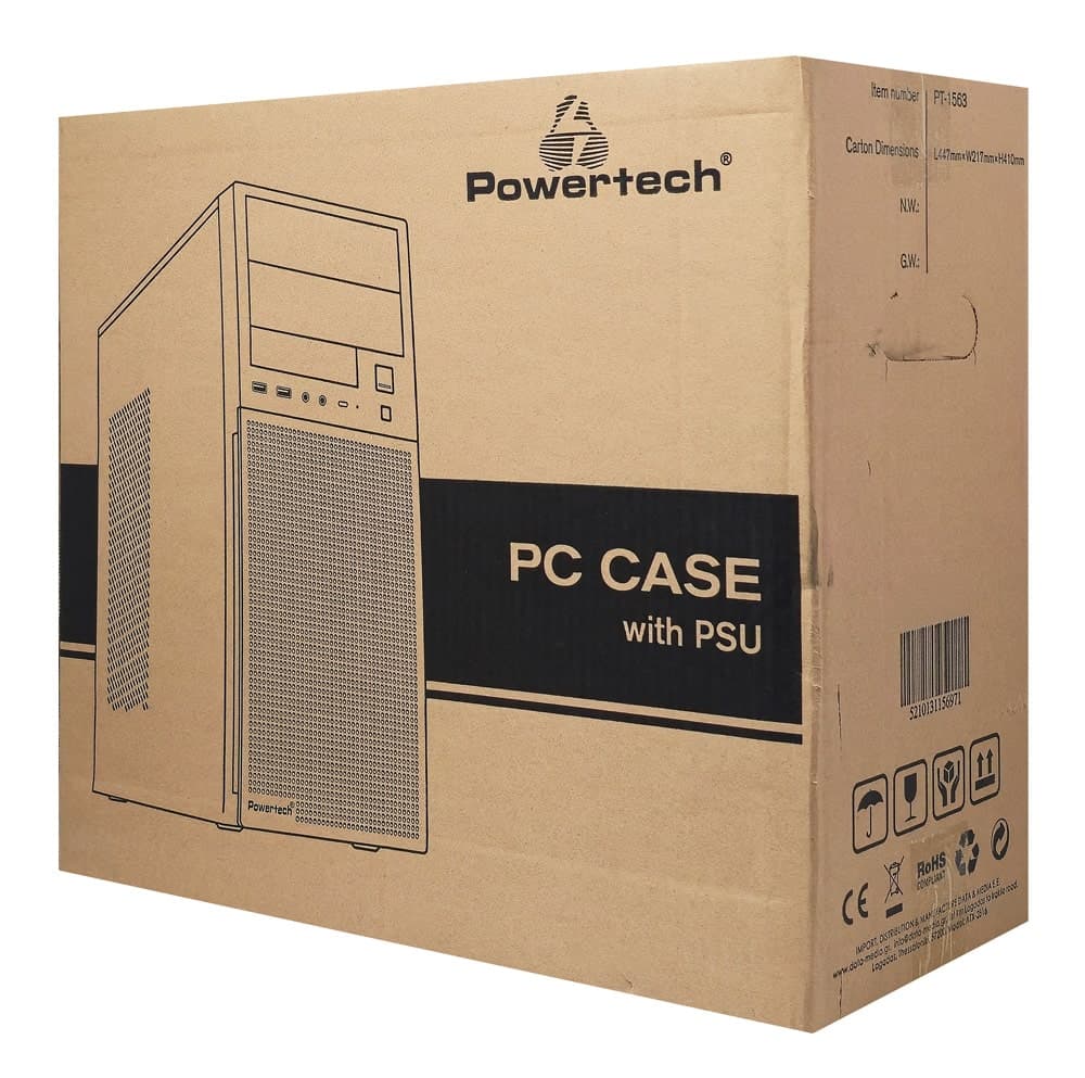 POWERTECH PC Case PT-1563 με 550W PSU, ATX Midi, 376.6x175x408.5mm, μαύρο 7