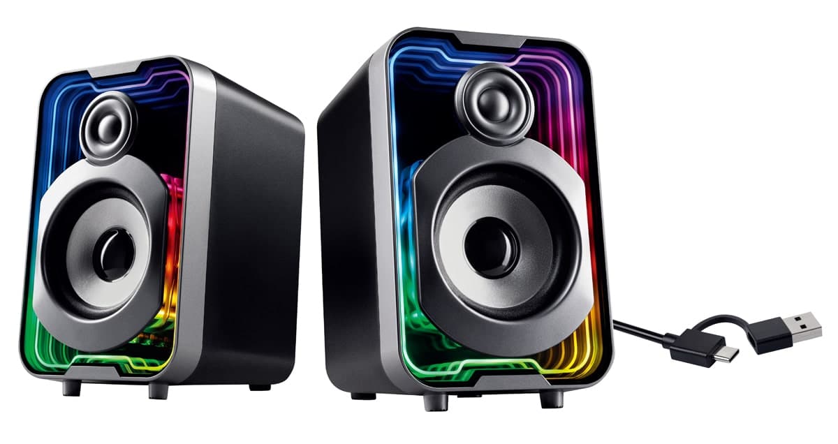 POWERTECH ηχεία PT-1575 με RGB φωτισμό, 2x 5W, Bluetooth & USB/USB-C, μαύρα 3