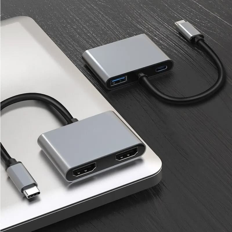 POWERTECH docking station PTH-113, 4 θυρών, USB-C, 4K, 100W, γκρι 3