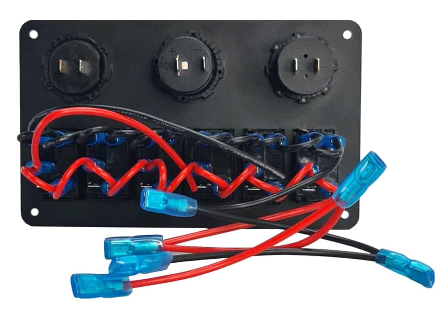 POWERTECH πάνελ σκαφών & οχημάτων PTL-020, πρίζα 12V/2x USB/6x διακόπτες 3