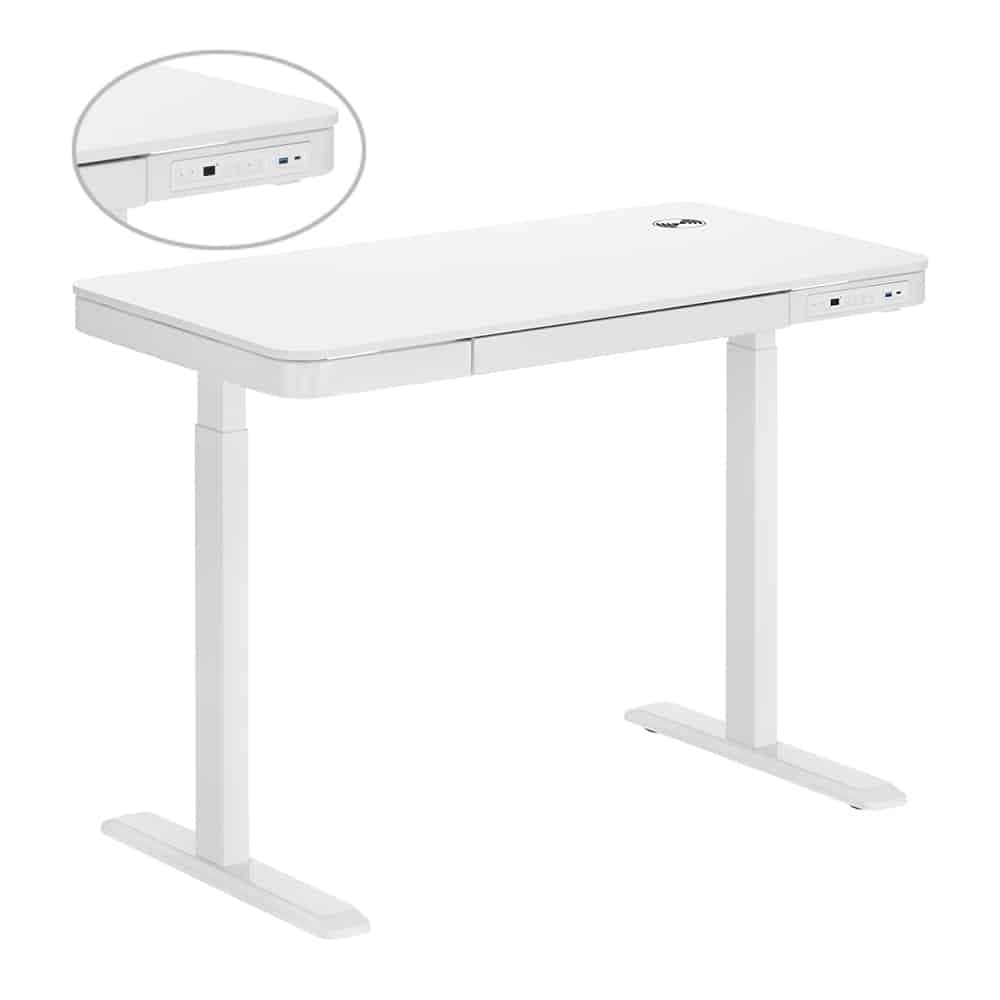 BRATECK ηλεκτρικό γραφείο S08-22DSWW με συρτάρι, 118x60x72~120cm, λευκό 6