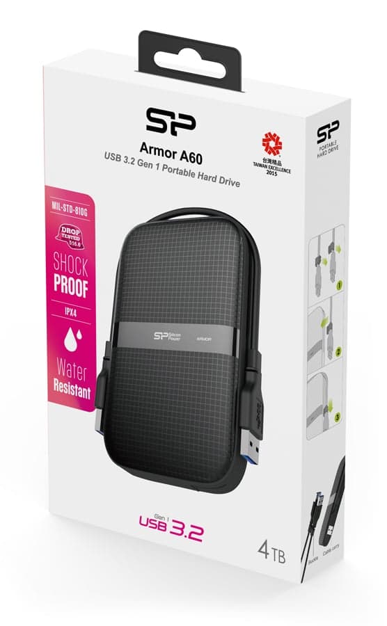 SILICON POWER εξωτερικός HDD Armor A60, 4TB, USB 3.2, μαύρος 3