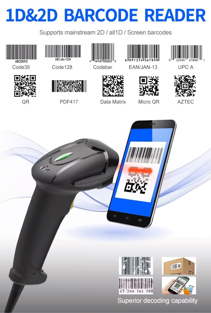 GTCODESTAR barcode scanner X-760H, 1D & 2D, ενσύρματο, μαύρο 4