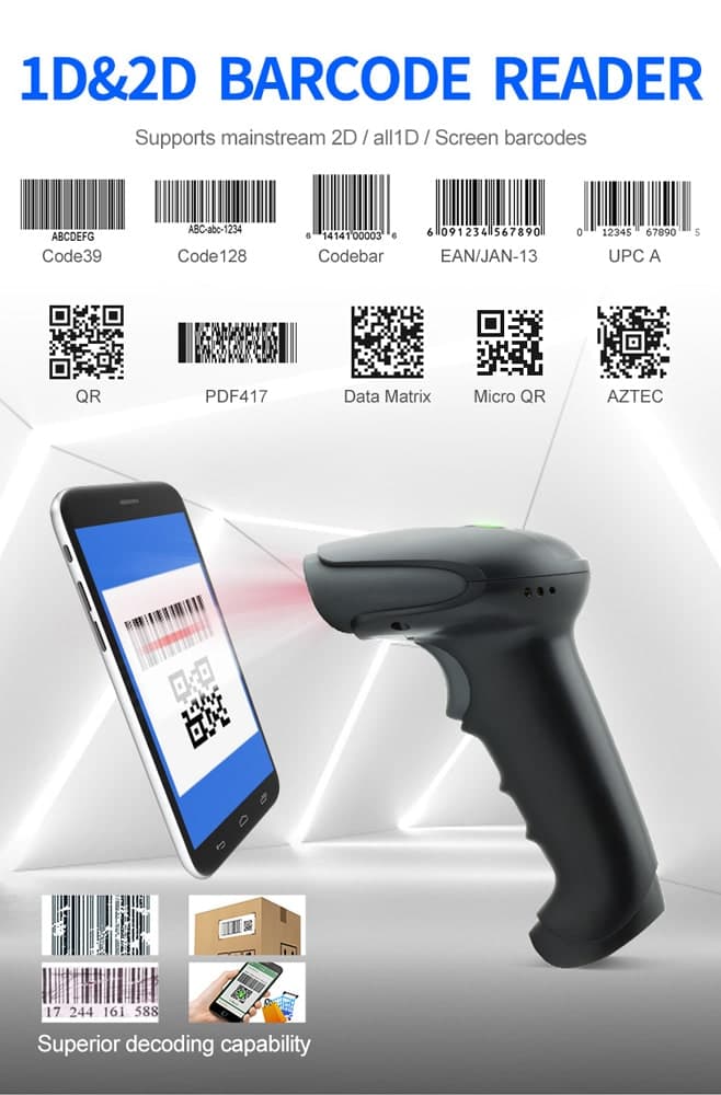 GTCODESTAR barcode scanner X-9701B, 1D & 2D, ενσύρματο & ασύρματο, Bluetooth, 2000mAh, μαύρο 4