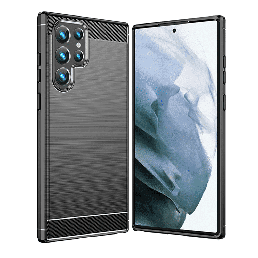 Techsuit Carbon Silicone - θήκη για Samsung Galaxy S22 Ultra - Μαύρο 2