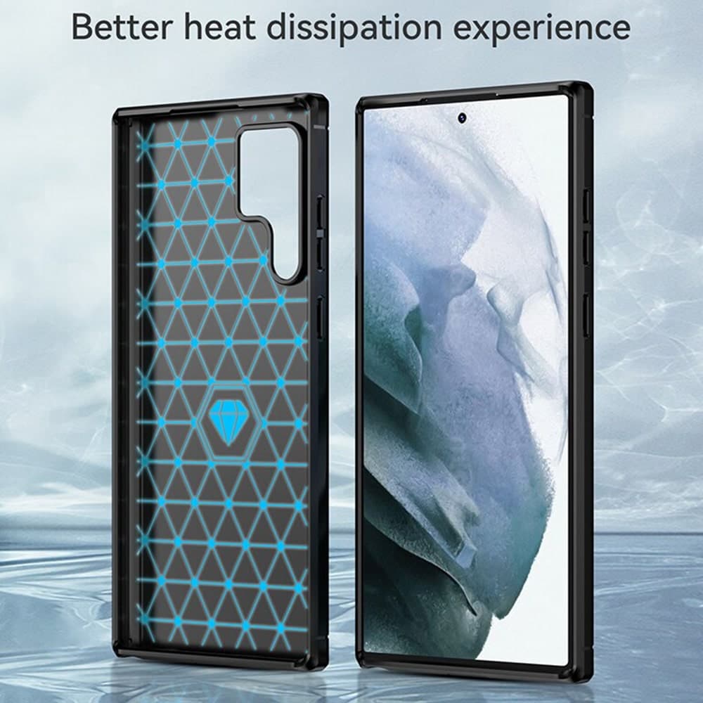 Techsuit Carbon Silicone - θήκη για Samsung Galaxy S22 Ultra - Μαύρο 5
