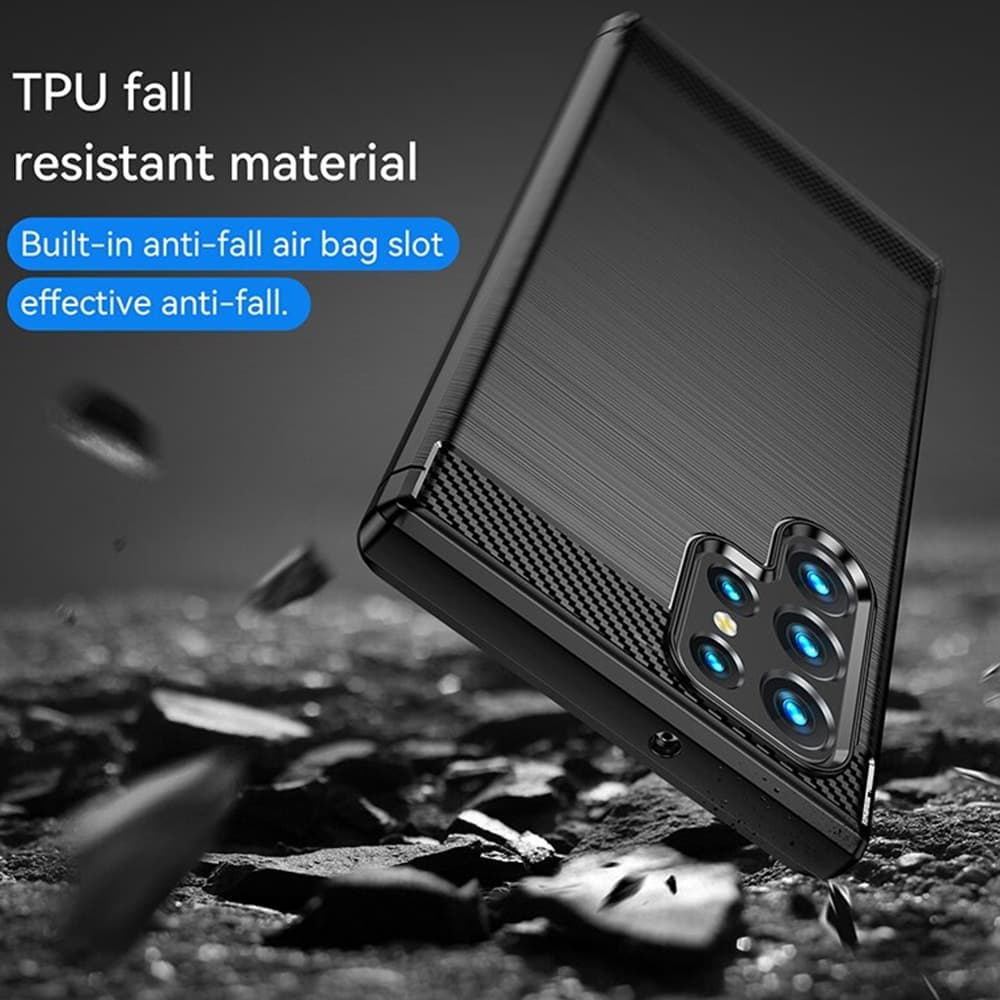 Techsuit Carbon Silicone - θήκη για Samsung Galaxy S22 Ultra - Μαύρο 6