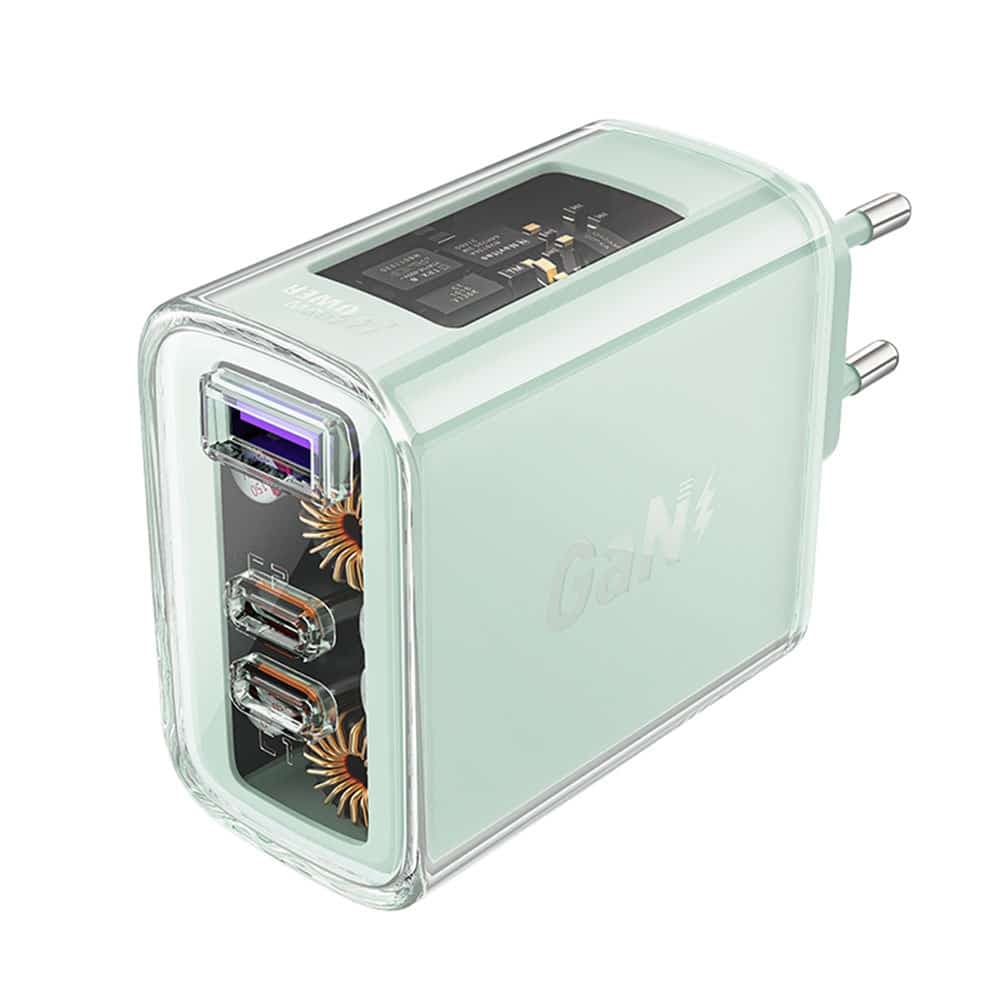 Acefast charger GaN 65W 3 ports (1xUSB, 2xUSB C) Πράσινο (A45)