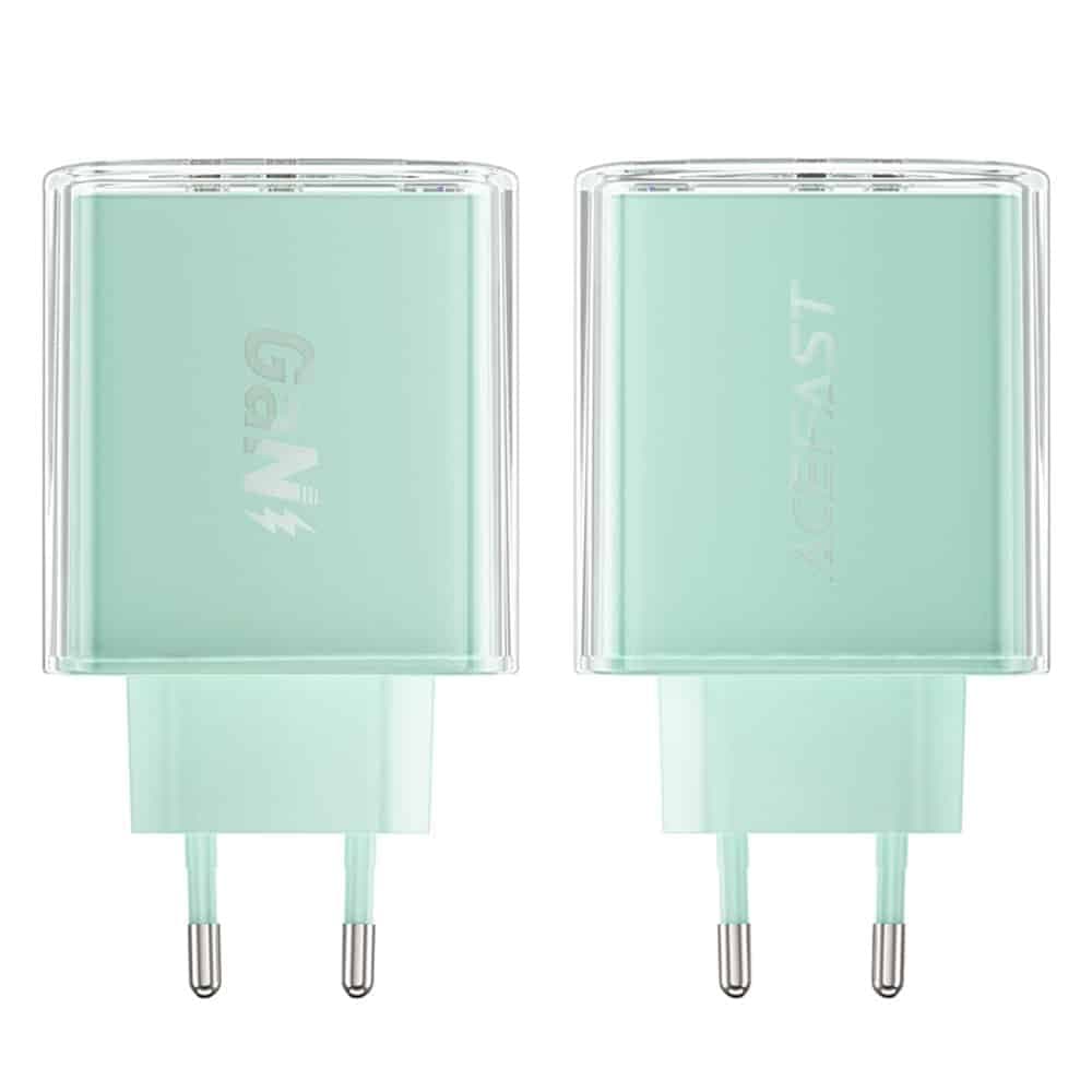 Acefast charger GaN 65W 3 ports (1xUSB, 2xUSB C) Πράσινο (A45) 3