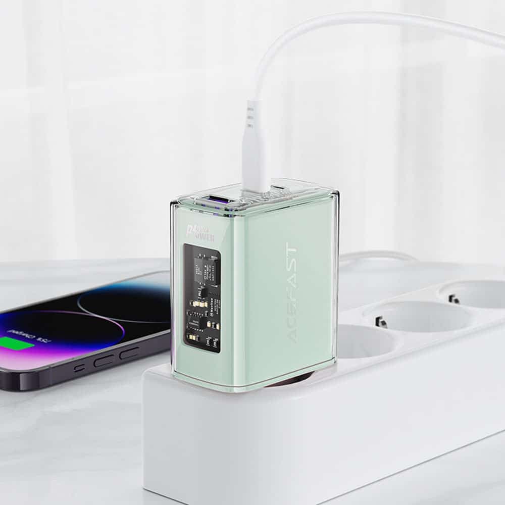 Acefast charger GaN 65W 3 ports (1xUSB, 2xUSB C) Πράσινο (A45) 6