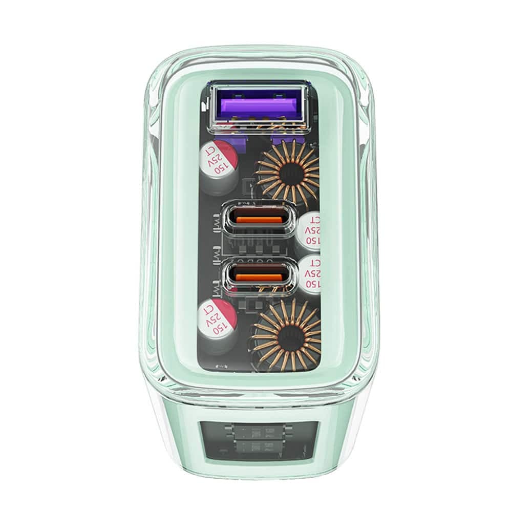 Acefast charger GaN 65W 3 ports (1xUSB, 2xUSB C) Πράσινο (A45) 5