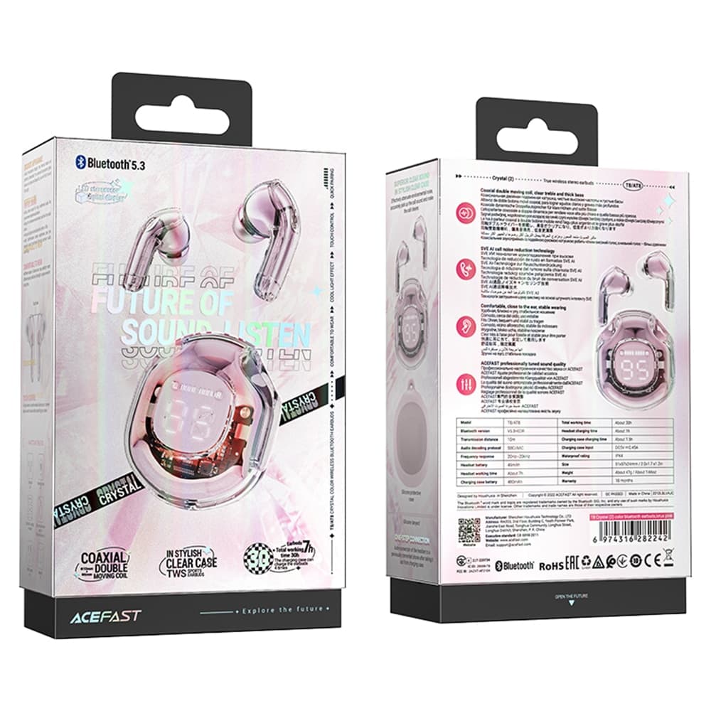 Acefast T8 TWS Bluetooth wireless headphones Ροζ 7