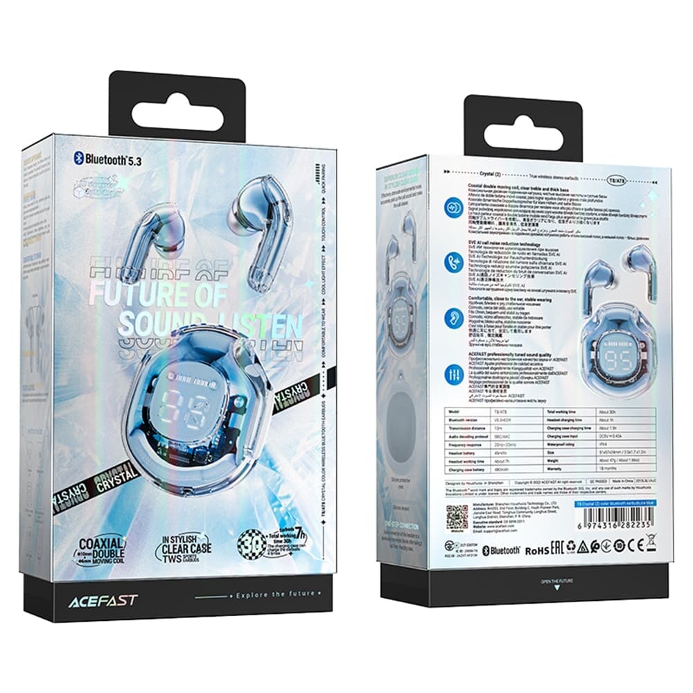 Acefast T8 Bluetooth TWS wireless headphones light Μπλέ 7