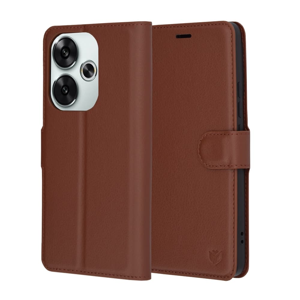 Techsuit Leather Folio - θήκη για Xiaomi Poco F6 - Καφέ