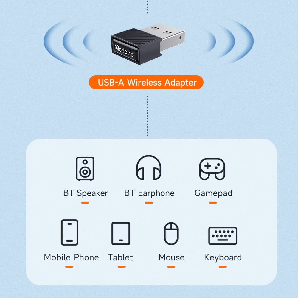 Mcdodo - Ασύρματος Προσαρμογέας (OT-1580) - USB, Έκδοση BT V5.1, ABS - Μαύρο 6