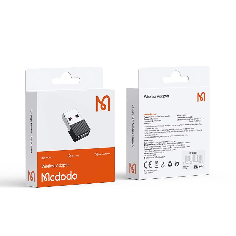 Mcdodo - Ασύρματος Προσαρμογέας (OT-1580) - USB, Έκδοση BT V5.1, ABS - Μαύρο 7