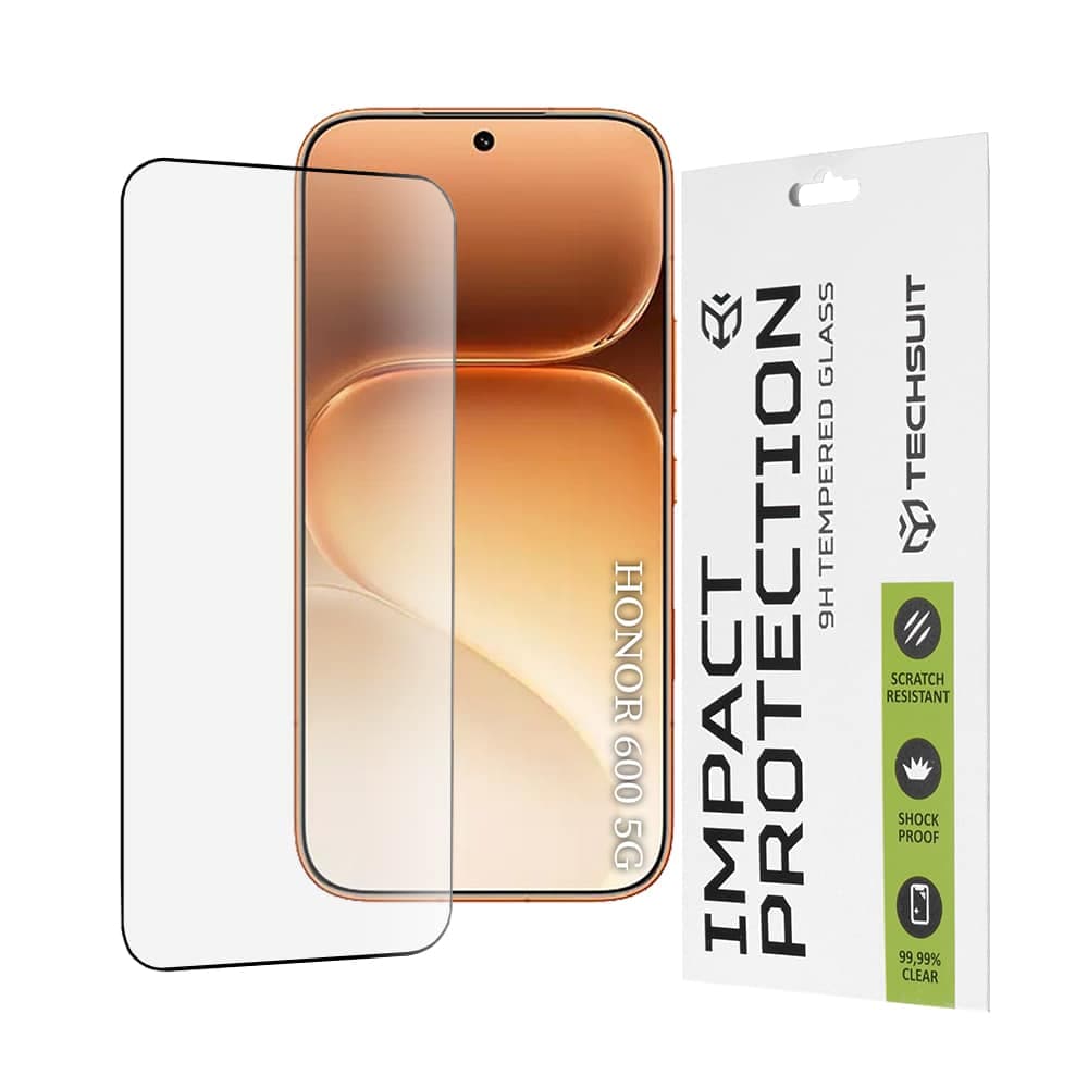 Techsuit - 111D Πλήρης Κάλυψη / Πλήρες Γυαλί με Κόλλα - Honor 600 / 600 Pro - Μαύρο