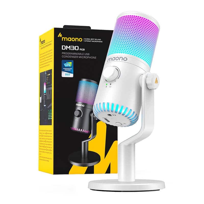 Maono Μικρόφωνο Gaming DM30RGB (Λευκό) 4
