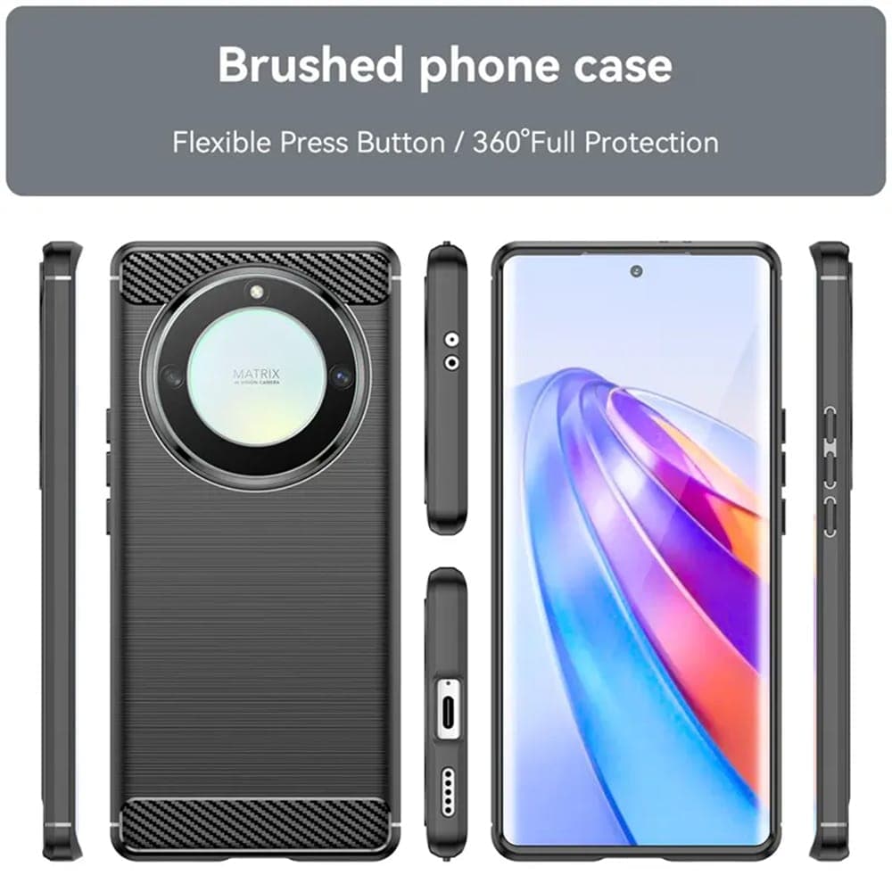Techsuit Carbon Silicone - θήκη για Honor Magic5 Lite - Μαύρο 5