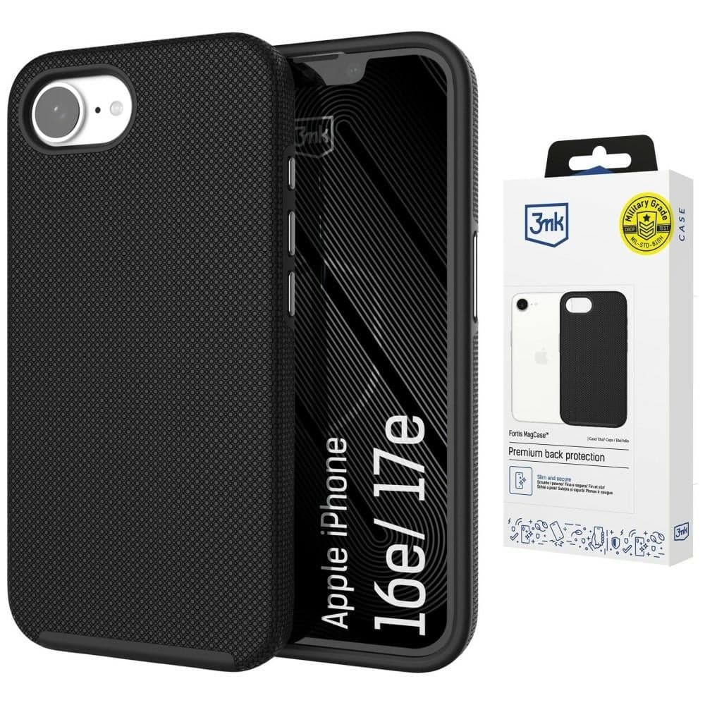 3MK Fortis MagCase - θήκη για Apple iPhone 16e / 17e - Μαύρο