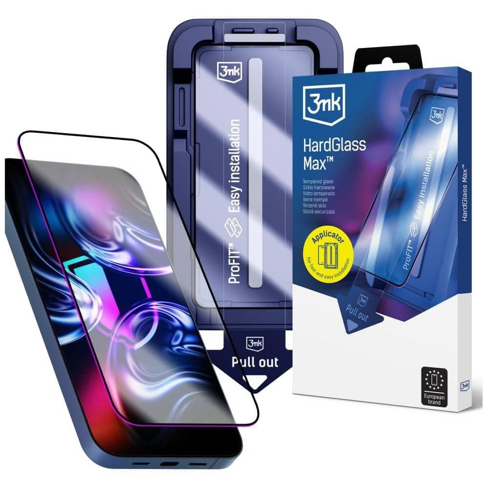 3MK HardGlass Max Σκληρυμένο Γυαλί με Εφαρμοστή για Apple iPhone 13 / 13 Pro / 14 / 16e / 17e Μαύρο