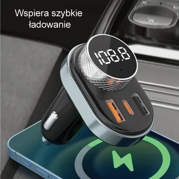 Κιτ hands-free AWEI C-843 με πομπό FM, Bluetooth 5.0, MP3, 1xUSB+1xUSB-C μαύρο 5