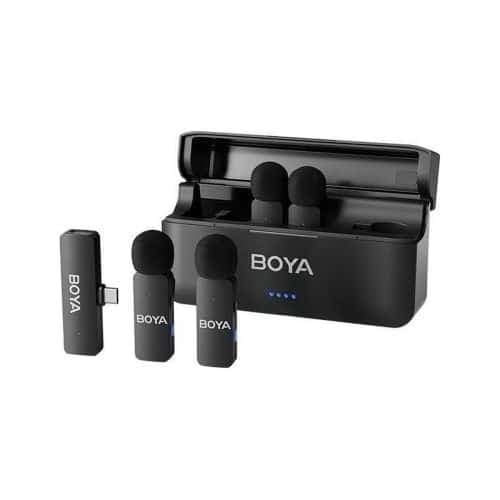 BOYA Ασύρματο Μικρόφωνο BY-V4 2.4GHz με 4 πομπούς και 1 δέκτη (Τύπος-C) Μαύρο EU