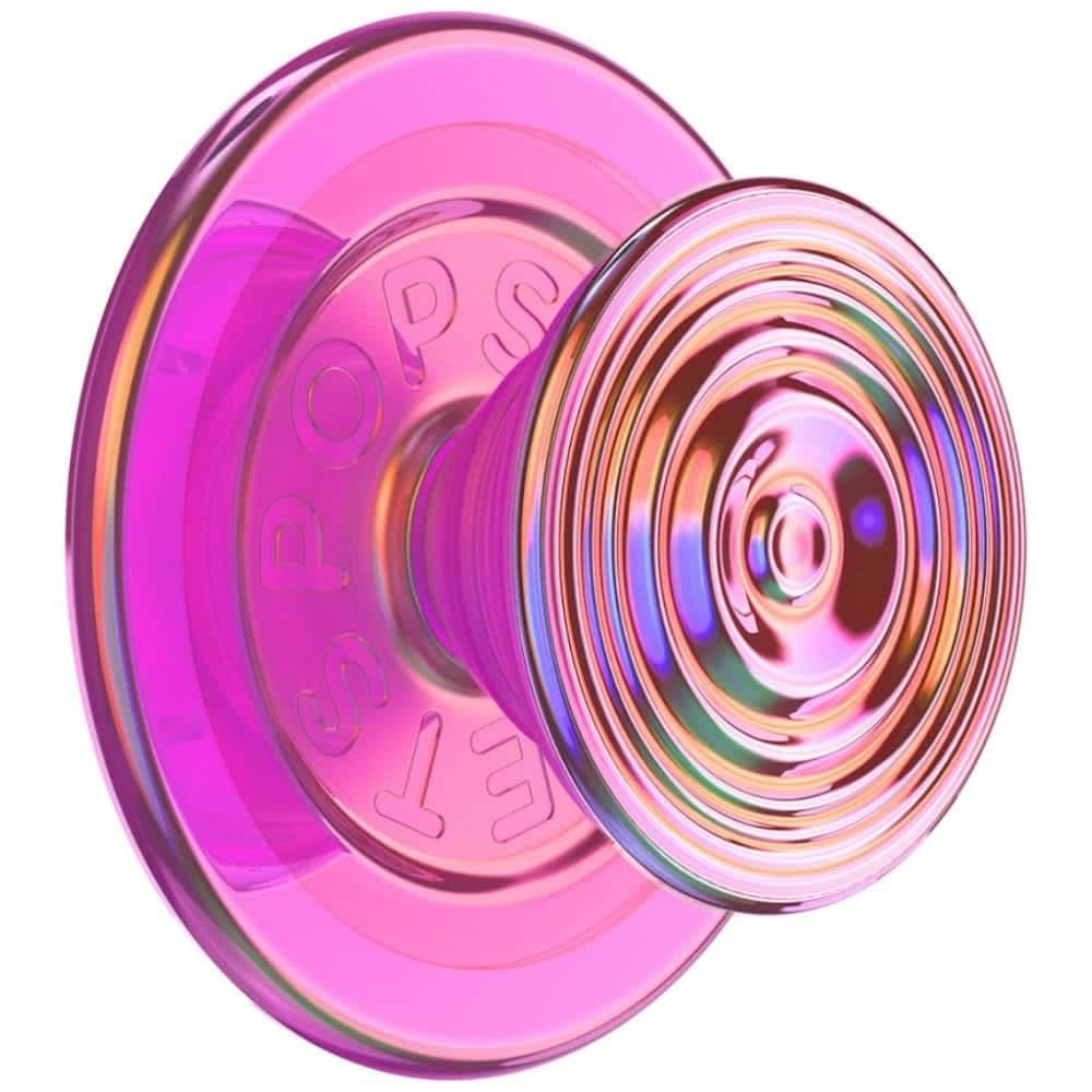 Θήκη τηλεφώνου και βάση Popsockets Round Ripple Aviation Opalescent με ιριδίζουσα απόχρωση και ροζ χρώμα