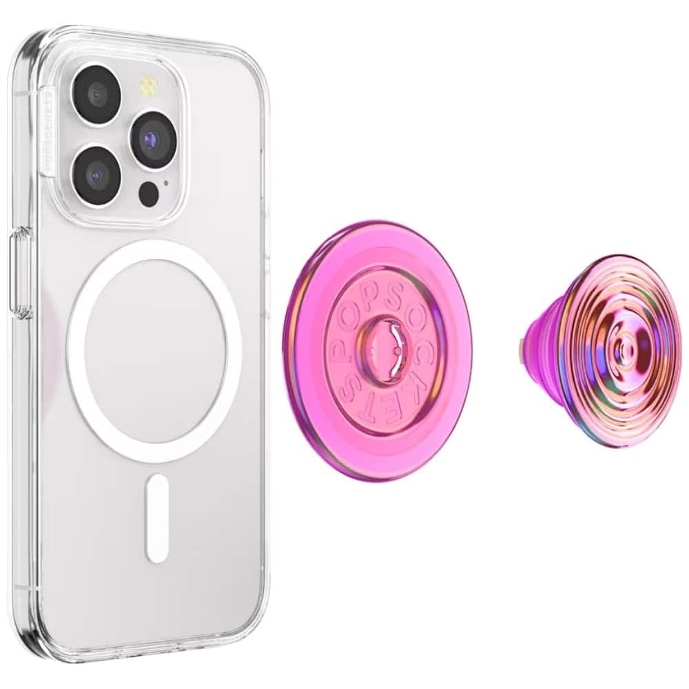 Θήκη τηλεφώνου και βάση Popsockets Round Ripple Aviation Opalescent με ιριδίζουσα απόχρωση και ροζ χρώμα 4