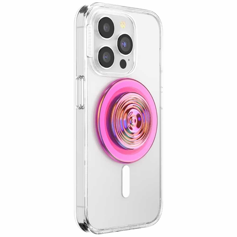 Θήκη τηλεφώνου και βάση Popsockets Round Ripple Aviation Opalescent με ιριδίζουσα απόχρωση και ροζ χρώμα 5