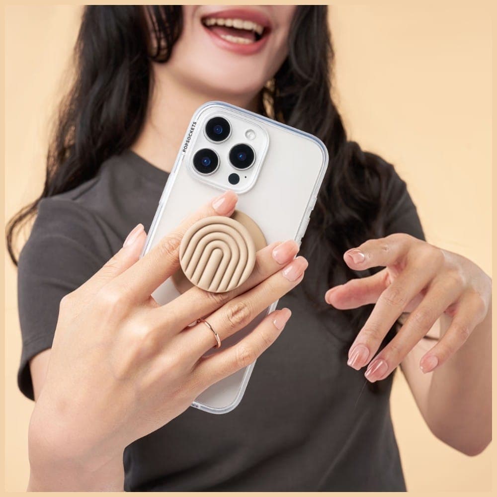 Βάση και θήκη τηλεφώνου Popsockets MagSafe Round PopOut Latte Curves MagSafe, μπεζ 6
