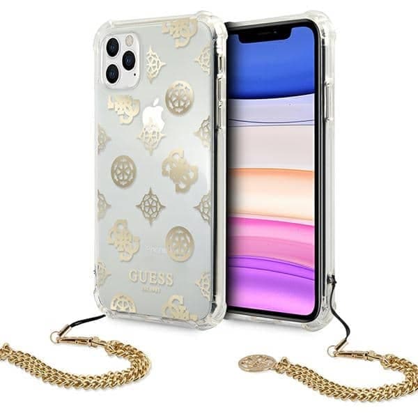 Guess GUHCN58KSPEGO Χρυσή σκληρή θήκη iPhone 11 Pro 5,8" με αλυσίδα Peony Chain