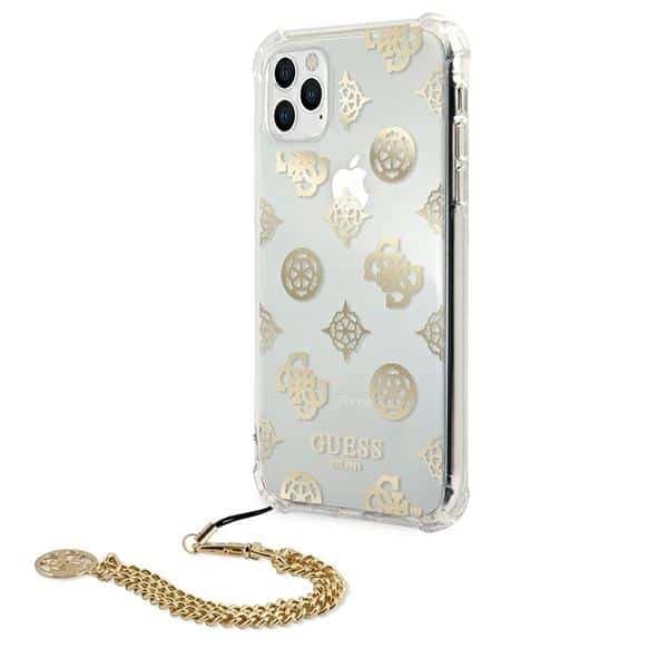 Guess GUHCN58KSPEGO Χρυσή σκληρή θήκη iPhone 11 Pro 5,8" με αλυσίδα Peony Chain 2