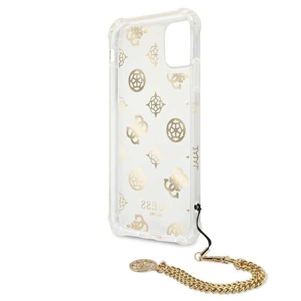 Guess GUHCN58KSPEGO Χρυσή σκληρή θήκη iPhone 11 Pro 5,8" με αλυσίδα Peony Chain 7