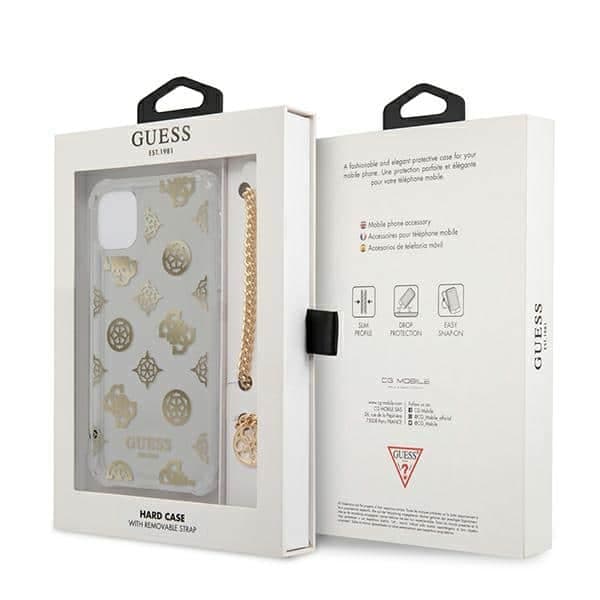 Guess GUHCN58KSPEGO Χρυσή σκληρή θήκη iPhone 11 Pro 5,8" με αλυσίδα Peony Chain 8