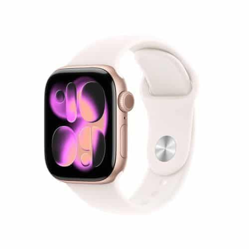 Apple Watch Series 11 (2025) GPS 42mm Rose Gold Θήκη Αλουμινίου, Ανοιχτό Ρουζ Αθλητικό Μπρασελέ S/M EU MEU04QL/A