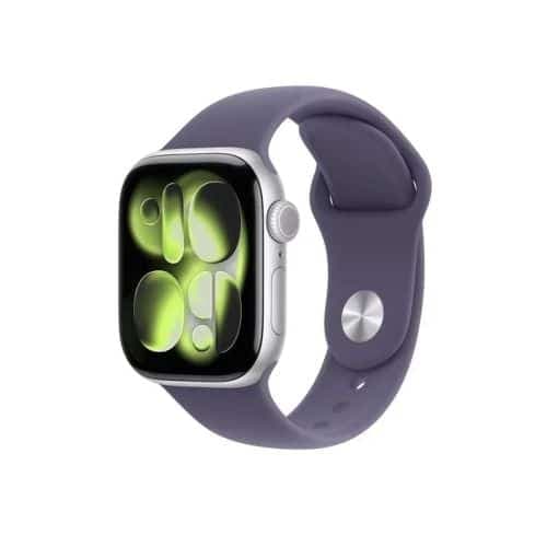 Apple Watch Series 11 (2025) GPS 42mm Ασημένια Θήκη Αλουμινίου, Μωβ Αθλητικό Μπρασελέ Ομίχλης S/M EU MEU64QL/A