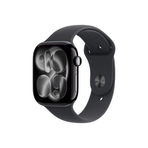 Apple Watch Series 11 (2025) GPS 46mm Jet Black Θήκη αλουμινίου, Μαύρο Αθλητικό Μπρασελέ S/M EU MEUW4QL/A
