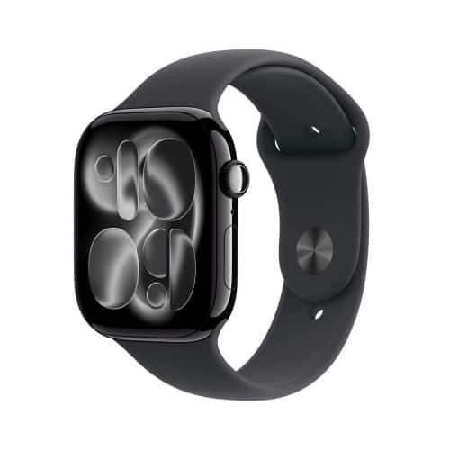 Apple Watch Series 11 (2025) GPS 46mm Jet Black Θήκη Αλουμινίου, Μαύρο Αθλητικό Μπρασελέ M/L EU MEUX4QL/A