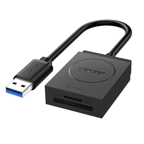 Ugreen - Card Reader CR127 (20250) - για Windows, MacOS, Linux, USB 3.0, Θύρα Κάρτας TF/SD, Plug & Play, 5Gbps, 15cm - Μαύρο