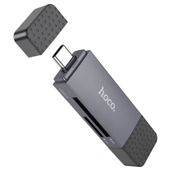 Card Reader USB 3.0 / USB-C Hoco HB45, 1 x SD - 1 x microSD, Γκρι 3
