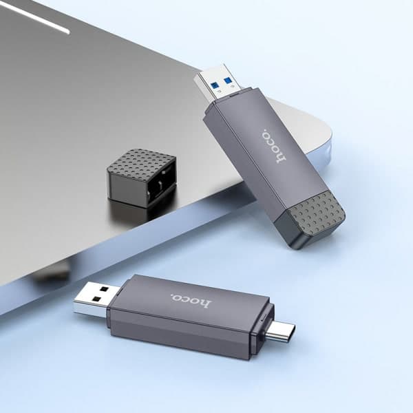 Card Reader USB 3.0 / USB-C Hoco HB45, 1 x SD - 1 x microSD, Γκρι 5