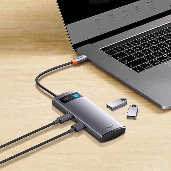 Διανομέας USB-C Baseus Metal Gleam, 3 x USB-A - 1 x RJ45, Γκρι WKWG070113 5