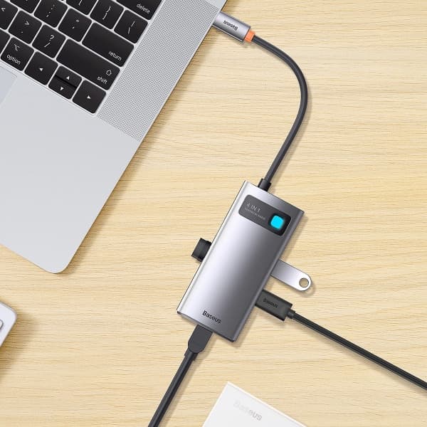 Διανομέας USB-C Baseus Metal Gleam, 3 x USB-A - 1 x RJ45, Γκρι WKWG070113 3