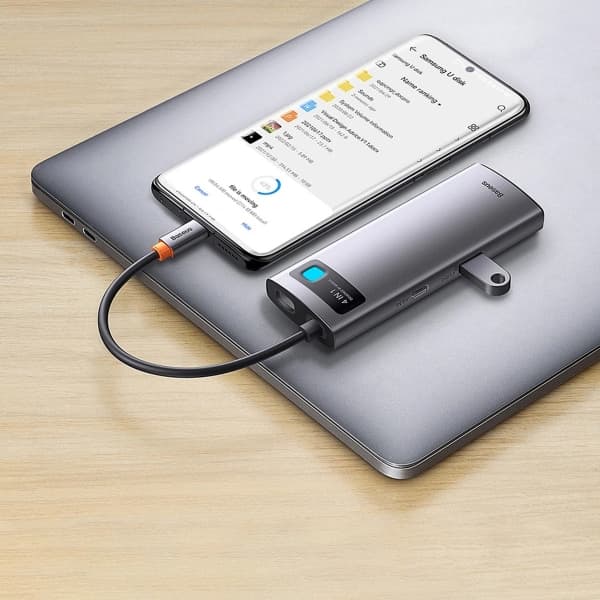 Διανομέας USB-C Baseus Metal Gleam, 3 x USB-A - 1 x RJ45, Γκρι WKWG070113 4