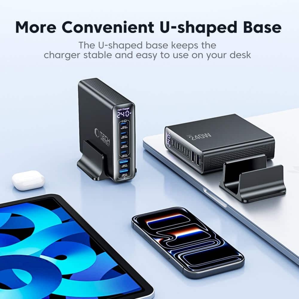 TECH-PROTECT DC240W-GAN ΦΟΡΤΙΣΤΗΣ ΕΠΙΤΡΑΠΕΖΙΑΣ ΧΡΗΣΗΣ 6 ΘΥΡΩΝ PD 240W / QC3.0 ΜΑΥΡΟΣ 10