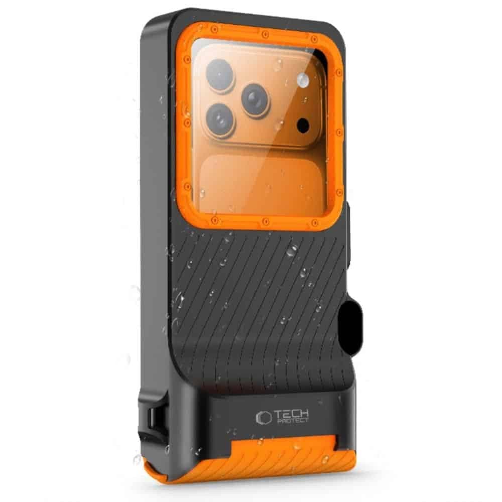 Αδιάβροχη Θήκη Tech-Protect IPX8 Pro για Καταδύσεις Universal, Μαύρη/Πορτοκαλί 2