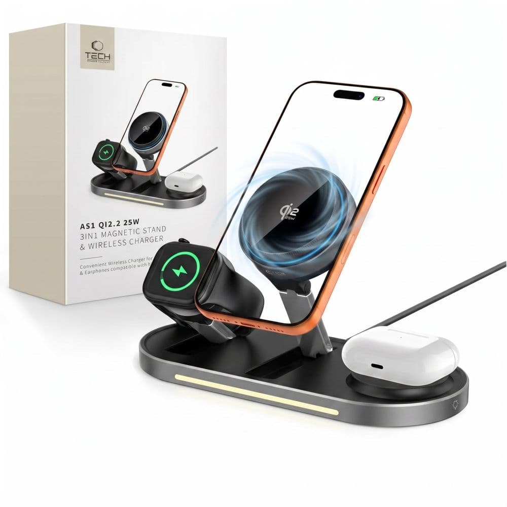 TECH-PROTECT A51 ARCTICBOOST 3ΣΕ1 ΜΑΓΝΗΤΙΚΟΣ ΑΣΥΡΜΑΤΟΣ ΦΟΡΤΙΣΤΗΣ MAGSAFE 25W QI2.2 ΜΑΥΡΟΣ