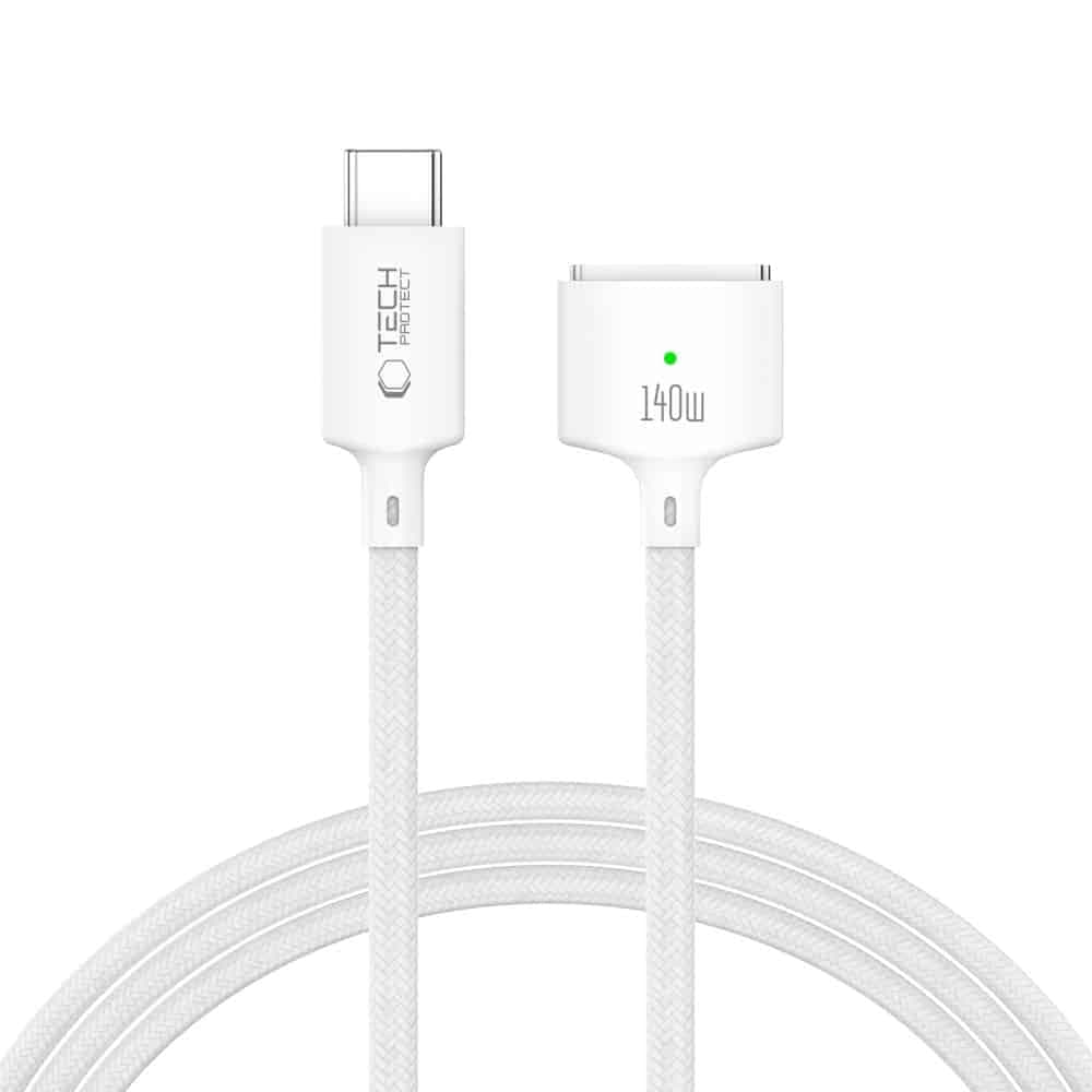 TECH-PROTECT MMC01 ULTRABOOST ΜΑΓΝΗΤΙΚΟ ΚΑΛΩΔΙΟ MACBOOK TYPE-C ΣΕ MAGSAFE 3 140W 200CM ΛΕΥΚΟ