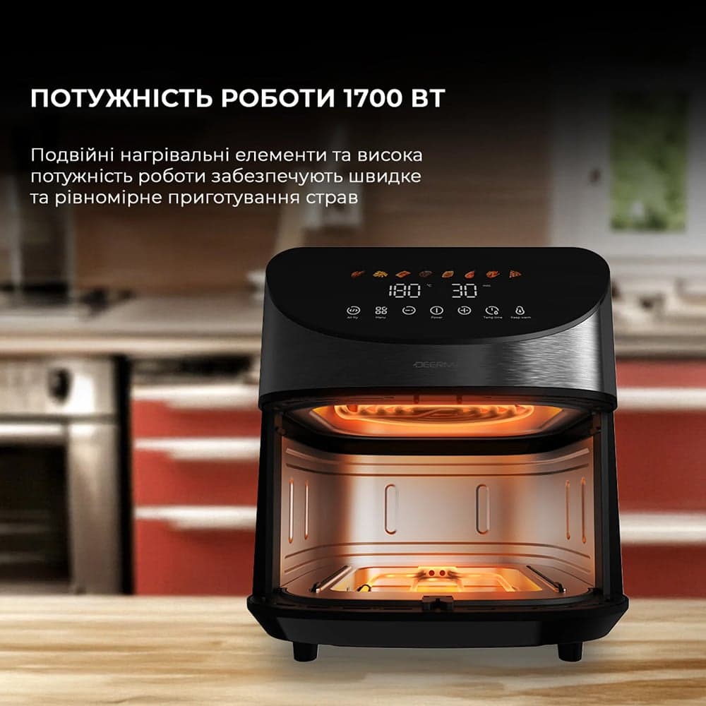 Deerma - Φριτέζα αέρα (KZ150W) - Χωρητικότητα μπολ 8 λίτρων, 1700W, 65°C-200°C, Χρονοδιακόπτης, 8 προγράμματα, 3D θερμός αέρας με συναγωγή, Αφή - Μαύρο 6